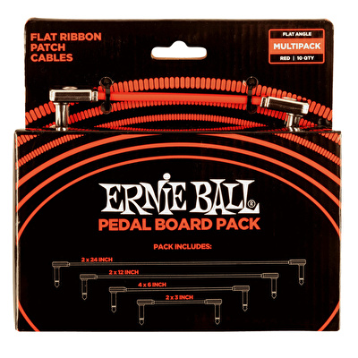 ERNIE BALL Flat Ribbon Pedalboard için Karışık Paket Kırmızı Pedal Ara Kablo